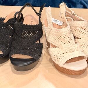 2 Pa Black and Cream Woven Women's Sandals